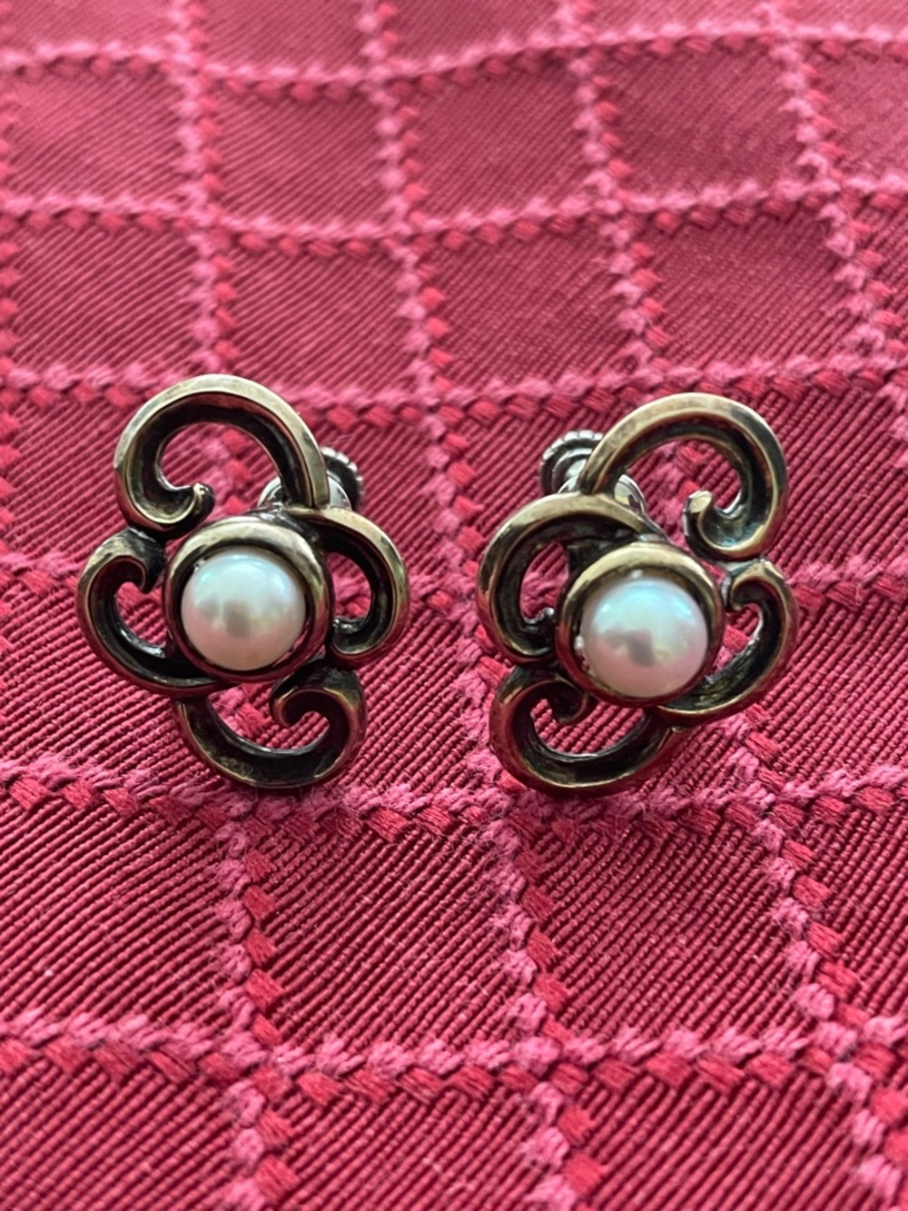 Vintage Art Deco Styled Symmetalic Sterling Screw Back Earrings